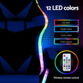 Artiss cobalt blue gaming chair 12 LED colors side strip: dot, single, cycle and multi-colour modes, wireless RF remote