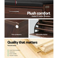 Artiss walnut shoe bench features showing PU leather cushion floor protectors adjustable shelves and particle board