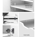 Artiss shoe cabinet four-panel feature detail showing adjustable shelves drawer slides hinges and handles