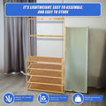 Bamboo hall stand infographic showing 70cm length by 24cm width with eco-friendly bamboo material callout