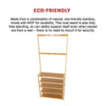 Bamboo hall stand eco-friendly infographic describing bamboo and MDF construction and freestanding design