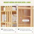 Two-panel detail: shelf height 27cm with books freely placed, and detachable bookends; weight rating 10kg per layer