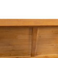 Close-up top-down view of natural bamboo shoe bench showing wood grain surface texture