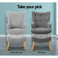 Dimensions of beige linen barrel armchair: 82H cm, seat 44H 48D 44W cm, back 44cm, footprint 50x50cm