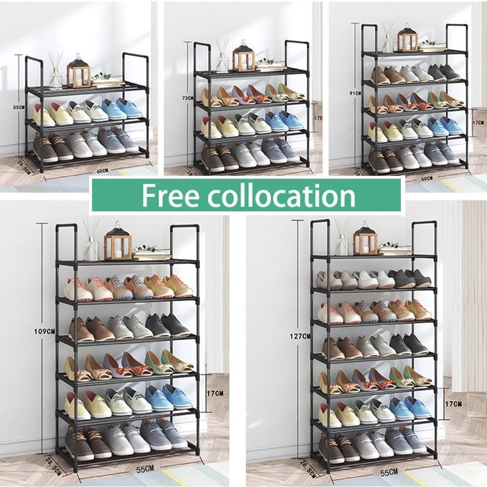 Free collocation diagram for 55cm tube rack showing 3 to 7 tier height configurations from 55cm to 127cm