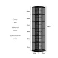 Black bamboo rotating tower spec diagram showing 178cm height, 37cm base, 6 tiers, color black, material bamboo
