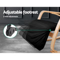 Black bentwood recliner adjustable footrest with 5-level ratchet mechanism, text: Adjustable footrest, 5-level adjustments