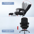 Black fabric office chair adjustable backrest 90-135 degrees with 30-40cm footrest extension diagram