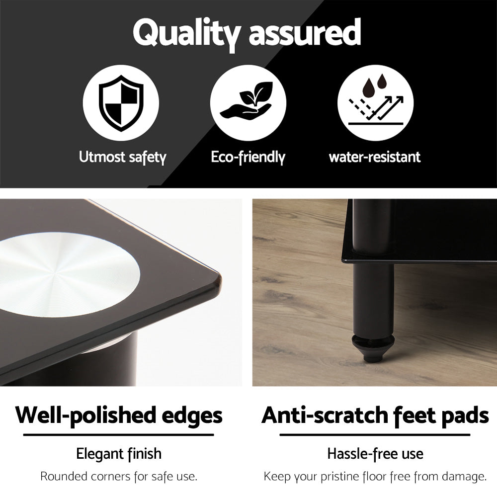 Black HiFi AV rack quality assured utmost safety eco-friendly water-resistant polished edge and anti-scratch feet
