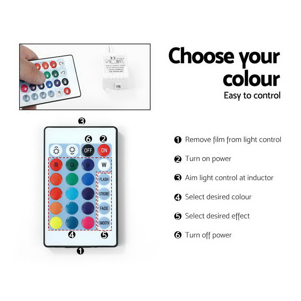 Black glossy LED TV unit 24-key remote and controller choose colour easy to control six-step numbered instruction diagram
