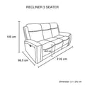 Dimension diagram labeled Recliner 1 Seater: 98cm width, 105cm height, 96.5cm depth, 49.5cm seat