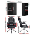 Black office desk and chair set dimensions diagram desk 120cm wide 75.5cm high chair 104-112cm tall