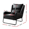 Black PU leather armchair with metal sled frame, dimensions: 72cm wide, 82cm deep, 81cm tall, seat 55cm wide, 51cm deep