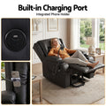 Power lift recliner: 3 use positions (nap, TV, stand-up), elderly man with cane assisted to standing position