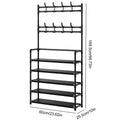 Black shoe and hat stand dimensions diagram showing 169.5cm height 60cm width and 25.5cm depth