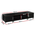 Black TV unit 190cm dimension diagram 190x50x41.5cm with internal cabinet and shelf measurements