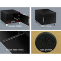 Black TV unit 190cm features spacious cabinet 45x46.5x43cm smooth metal runners and cable grommet close-ups