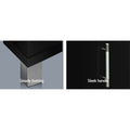 Black TV unit 190cm steady footing chrome square foot and sleek chrome bar handle close-up callouts