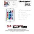 24-key LED remote with RGBW colour buttons FLASH STROBE FADE SMOOTH modes and SAA Approvals cert