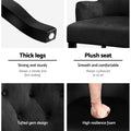 Black velvet wingback armchair feature panel: Thick legs, Plush seat, Tufted gem design, High resilience foam