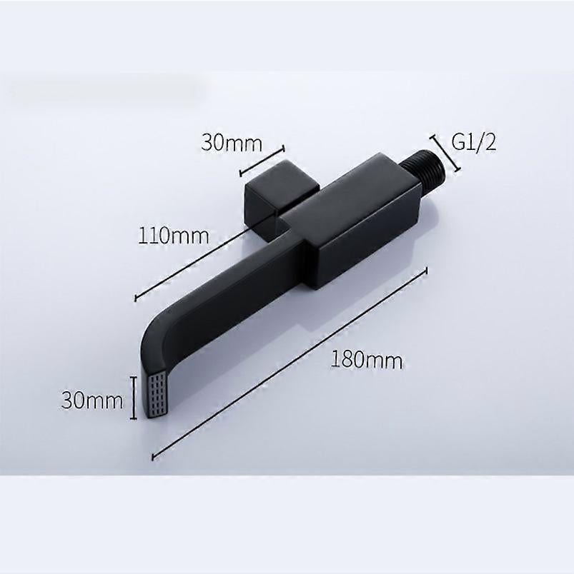 Side view of brass basin faucet matte black with single lever and spout
