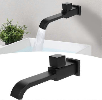 Modern brass wall-mounted basin faucet matte black with single lever handle