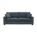 Charcoal 3-seater sofa with squared arms and two scatter cushions on white background front view