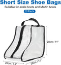 Clear PVC short boot bag 28x28x20cm with black trim and handle dimensions diagram 2 pack for ankle and Martin boots
