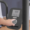 Corsair FreeRun 105 LCD console showing time, distance, calories and speed metrics
