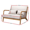 Loveseat dimensions: 102cm wide, 76.5cm deep, 72.5cm tall, seat 96.5cm wide, 56.5cm deep, 37cm high