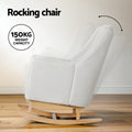 Cream rocking chair side-rear view showing rocker base, 