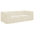 Cream modular 2-seat sofa configuration with left arm and right corner section, front-right angle on white background