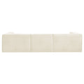 Cream modular sofa rear view showing three flat back panels on white background with no visible legs