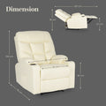 Cream tufted PU recliner dimensions: 83cm wide, 96cm deep, 102cm tall, 45cm seat height; reclined 165cm long, 78cm tall