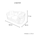 Chesterfield 2 seater sofa dimension diagram showing 185cm width 95cm depth and 77cm height
