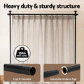Black curtain rod frame heavy duty structure 15kg max load with 2.54cm diameter pipe and adjustable screw-in rod close-ups