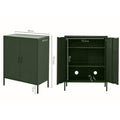 Dimension diagram of dark green two-door locker cabinet: 80cm wide, 40cm deep, 101.5cm tall, interior 75.5cm wide