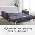 L-shape sofa bed reclined with dimensions 174cm length 95cm wide 62cm arm height in room setting