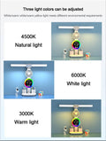 Desk lamp with fan and clock in 3 colour temperatures: 4500K natural light, 6000K white light and 3000K warm light