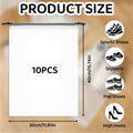 Drawstring shoe bag size infographic showing 40 by 30cm for 10-pack fitting sports shoes slippers and heels