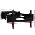 Full-motion dual-arm TV wall bracket dimension diagram 64cm top rail 83cm bottom 23cm left height 47cm TV plate height
