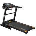 Everfit 2HP electric treadmill front-right angle showing console with LCD display and orange safety button