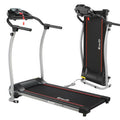 Everfit 340mm electric treadmill extended running position and folded vertical storage display