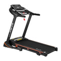 everfit treadmill angle view showing frame orange trim and safety button