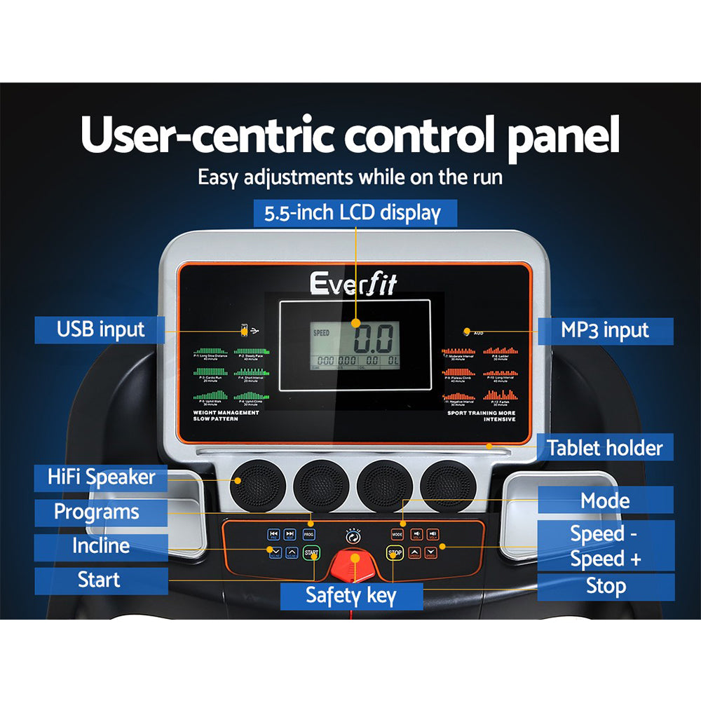 console labeled 5.5-inch lcd usb mp3 tablet holder features