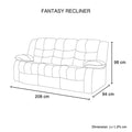 Fantasy Recliner dimension diagram showing 208cm width 98cm height and 94cm depth