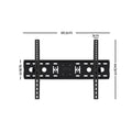 Fixed TV wall bracket flat front dimension diagram 66.5cm wide 44.5cm tall 14.8cm body height 3cm depth on white