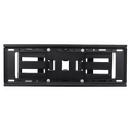 Black flat fixed TV wall bracket front view on dark background wide horizontal design with central TV mount plate