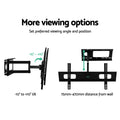 Full-motion TV wall bracket viewing options diagram minus-10 to plus-10 degree tilt and 75mm to 470mm distance from wall