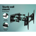 Full-motion TV bracket six-arm design on teal background numbered joints 1-6 smooth movement and heavy-duty fixings